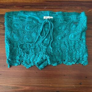 Element Teal Crochet Swim Coverup